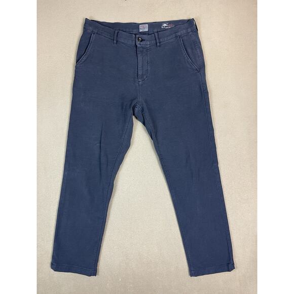 Faherty Pants Mens 32 Blue Stretch Terry Chino Mid Rise Slim Straight Leg - Picture 1 of 14